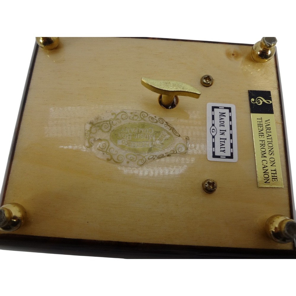 Reuge Swiss Musical Italian Inlaid Brown Burl Wood Jewelry Box Made in Italy - Picture 3 of 8